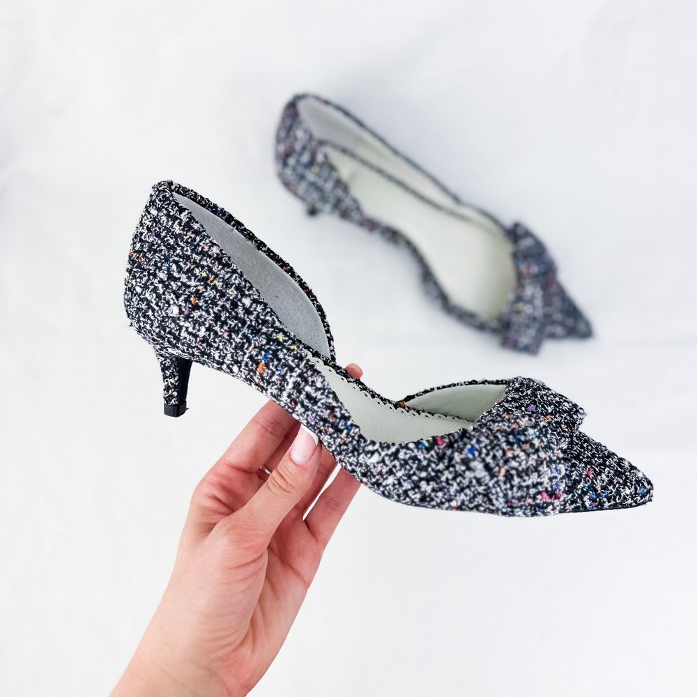 EUC Anthropologie 1901 D’Orsay Tweed Kitten Heels, Size 6.5 M